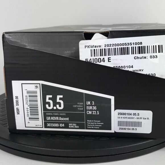 Under Armour HOVR Ascent White/Blue Basketball Shoes 3025680-104 Womens Size 5.5 - Picture 11 of 11